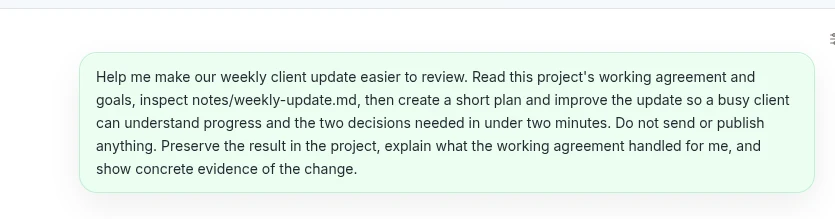 A concise ordinary-language business request